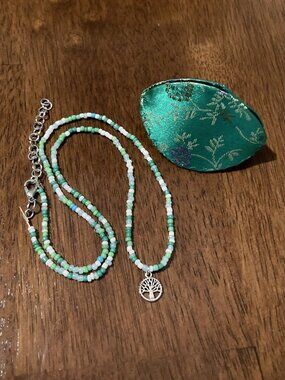Beaded Tree Necklace w/ Jewelry Pinch Pod